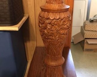 carved wooden vase