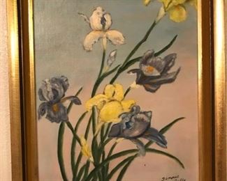 framed Irises painting