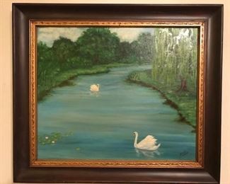 serene pair of swans painting