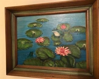 frogs and lily pads painting