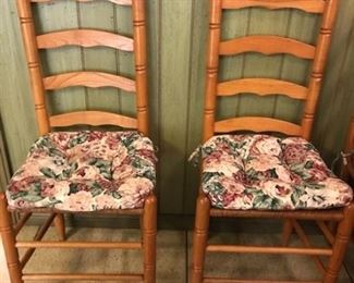2 of 5 ladder back chairs -- priced as a set