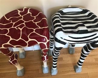 Pair of animal themed bar stools originally from the Rain Forest Cafe.