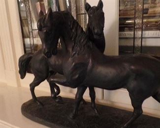 Bronze Horses, Signed. Approx 23" long  x  16" High x 8" deep. $1,200