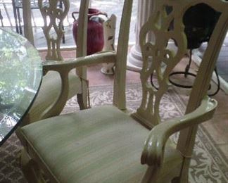 60" Baker Round Glass Top, Cast Iron Base Table with 6 Chairs, $1,500 for all