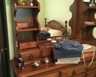 This is the mirrored dresser that is part of a three-piece bedroom set -- quite nice!