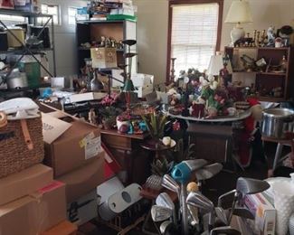 Golf clubs, old games, appliances....garage stuff before sorting
