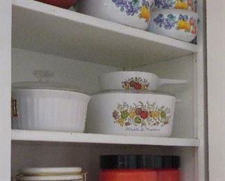 Texasware bowl, Corningware, Anchor Hocking black and orange jars