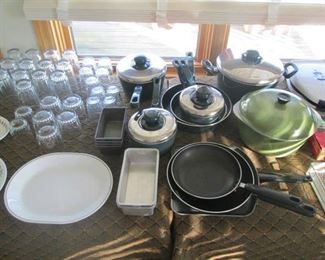 Pots, pans and glassware 