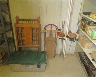 Crib, sled and work room items