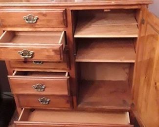 Wardrobe - solid pine. no cheap veneer. drawers work. sturdy piece.
