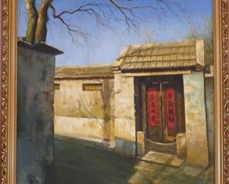 Hutong, artist unk, China, oil on canvas