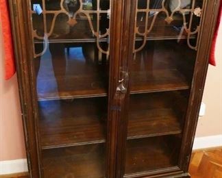 stunning early 20th cabinet with penn vernon glass, label.