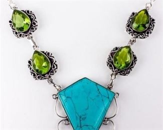 Lot 212a - Jewelry Sterling Silver Statement Necklace