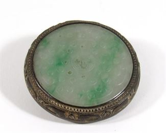 Antique Brass Mounted Jade Pendant