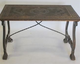 Antique Continental Carved Trestle Table