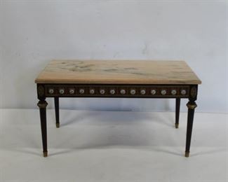 Antique Marble Top Coffee Table With Porcelain