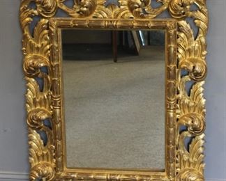 Antique Rococo Carved Giltwood Italian Mirror
