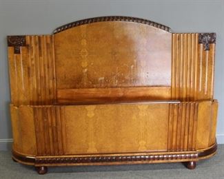 Art Deco Ebonised And Walnut Bed