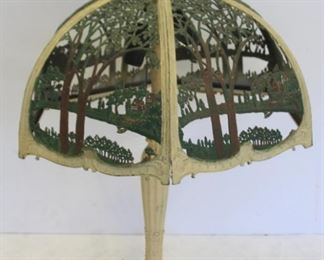 Arts And Crafts Painted Metal Table Lamp As Is