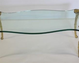 BAGUES Style Glass Coffee Table With Gilt Bronze