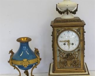 Bronze Mounted Carriage Clock Together With A
