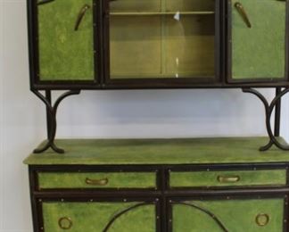 French Antique Iron And Wood Piece Cabinet