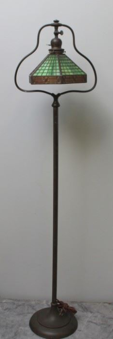 HANDEL Signed Harp Standing Lamp With Indian