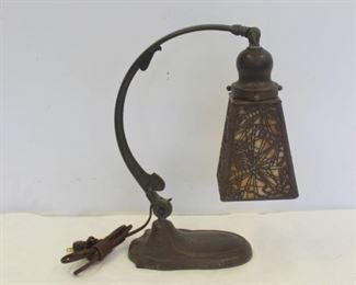 HANDEL Signed Table Bridge Lamp With Pine