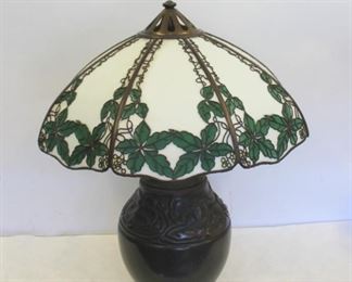 HANDEL Signed Table Lamp Leaf With Yellow