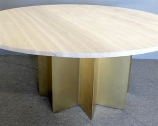 Impressive Stone Top Table With Star Form Brass