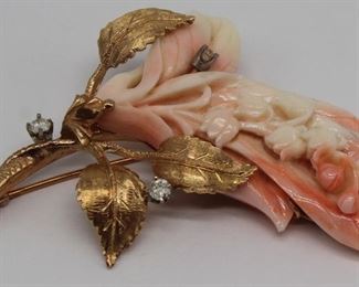 JEWELRY Angel Skin Coral Diamond and kt Gold