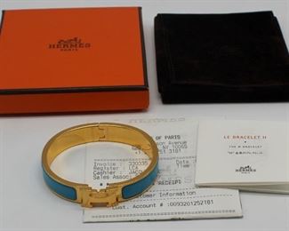 JEWELRY Hermes Clic H Blue Enamel Bracelet