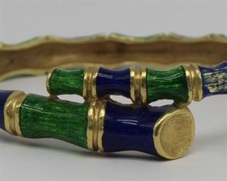 JEWELRY kt Gold and Enamel Bamboo Bracelet