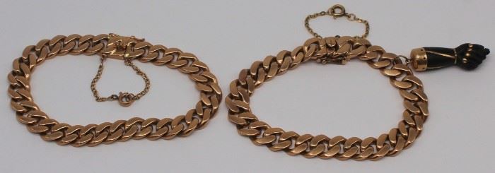 JEWELRY Pair of kt Gold Flat Curb Bracelets