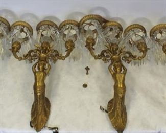 Magnificent Set Of Dore Bronze Figural Arm
