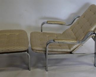 MIDCENTURY Chrome Lounge Chair And Ottoman