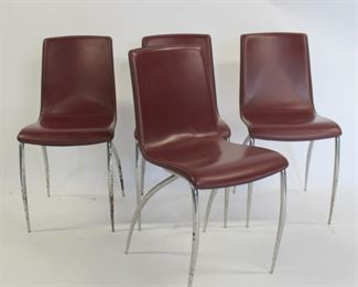 MIDCENTURY Italian Leather And Chrome Chairs
