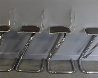 MIDCENTURY Lucite And Chrome Stools