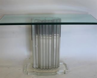 MIDCENTURY Lucite Console Table With Glass Top