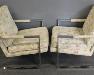 MIDCENTURY Pair Of Chrome Upholstered Lounge