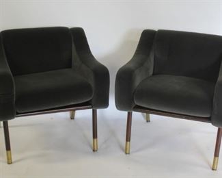 MIDCENTURY Pair Of Grey Velvet Upholstered Lounge