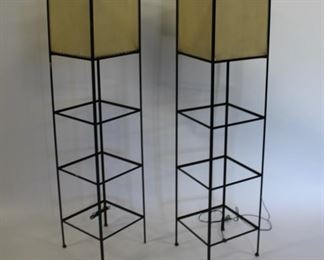 MIDCENTURY Pair Of Metal Box Form Standing Lamps