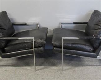 MIDCENTURY Pair Of Upholstered Chrome Lounge