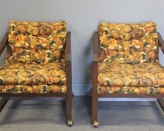 MIDCENTURY Pair Of Upholstered Club Chairs