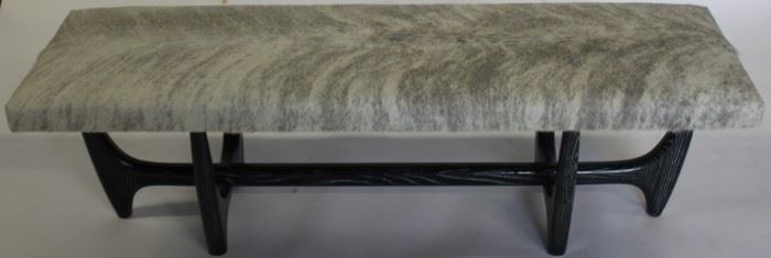 MIDCENTURY Sculptural Base Bench With Hide