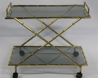 MIDCENTURY Style Gilt Metal Bamboo Form T Cart