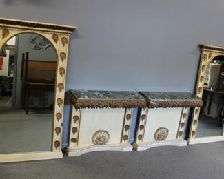 Pair Of Antique Carved Gilt And Paint Decorated
