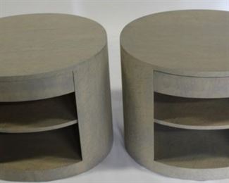 Pair Of Custom Bleached Oval Drawer Night