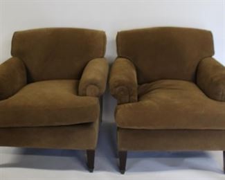 Pair Of Custom Maison Art Suede Upholstered