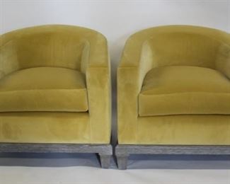 Pair Of Madison Velvet Upholstered Club Chairs